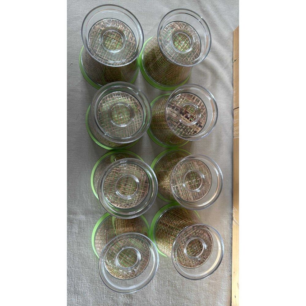 Lot 0f 8 Vintage Raffiaware Burlap Dessert Cups 1950's - Picture 4 of 4